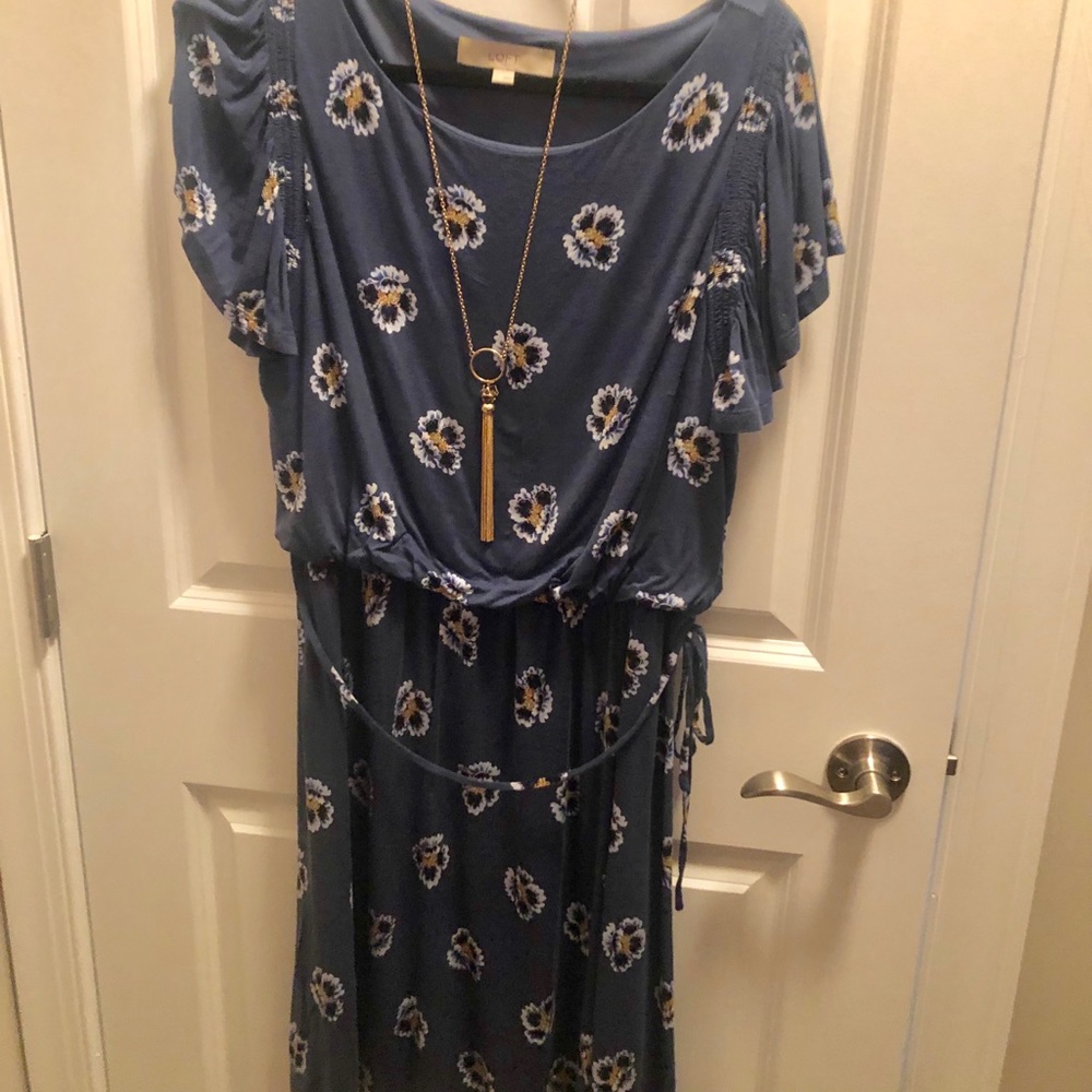 LOFT floral print midi dress